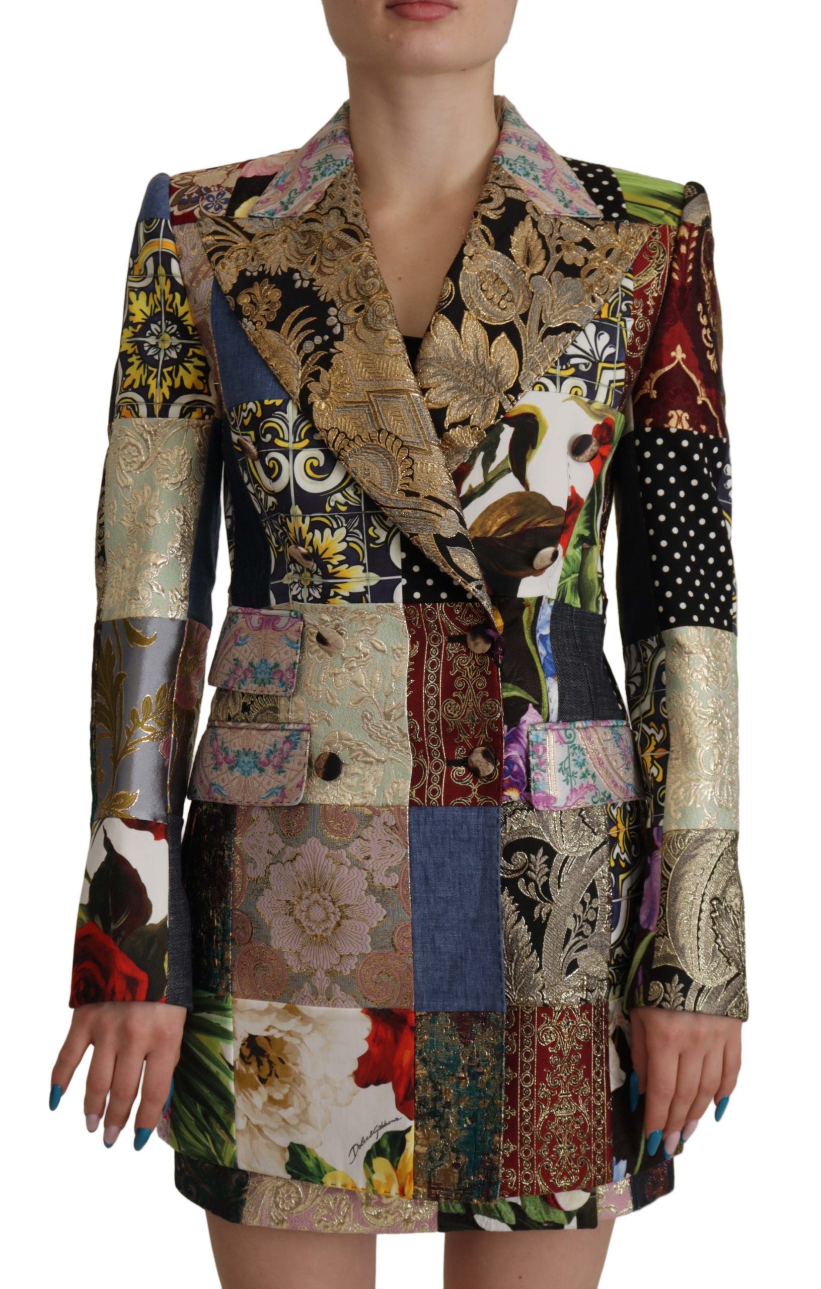 Dolce & Gabbana Zarif çok renkli patchwork blazer ceket